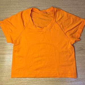 Lululemon Swiftly Tech Cropped Short Sleeve - Lit Orange (Size 4)